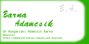 barna adamcsik business card